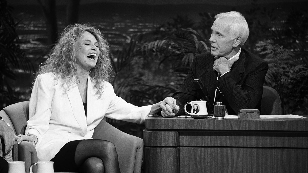 Dyan Cannon appears on Johnny Carson's late-night show