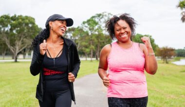 two women out for a walk and laughing
