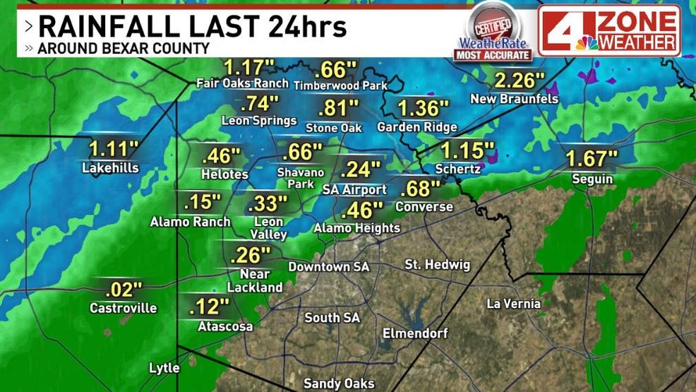 Storm dropped heavy rain from Windcrest, Schertz, Cibolo, Marion into Seguin