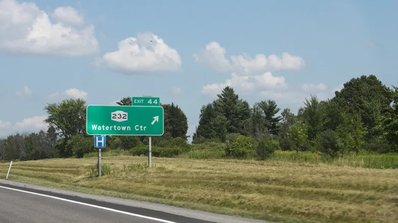 Watertown city signboard close to high way road