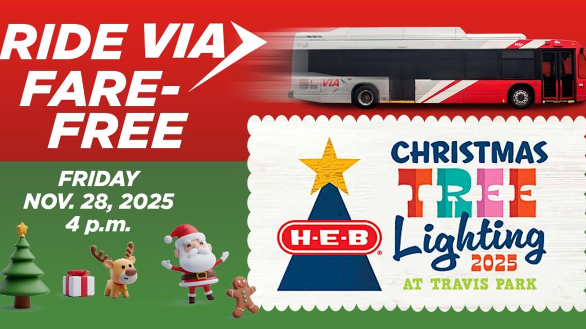 VIA offering free rides to Christmas tree lighting at Travis Park