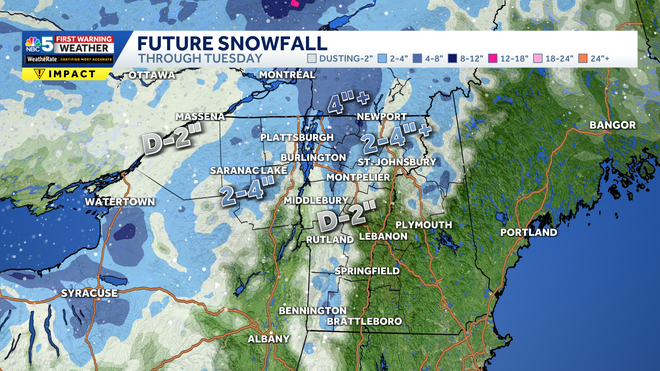 ﻿Snowfall accumulation through Tuesday evening.