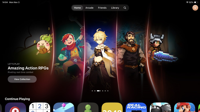 Games app on an iPad running iPadOS 26.