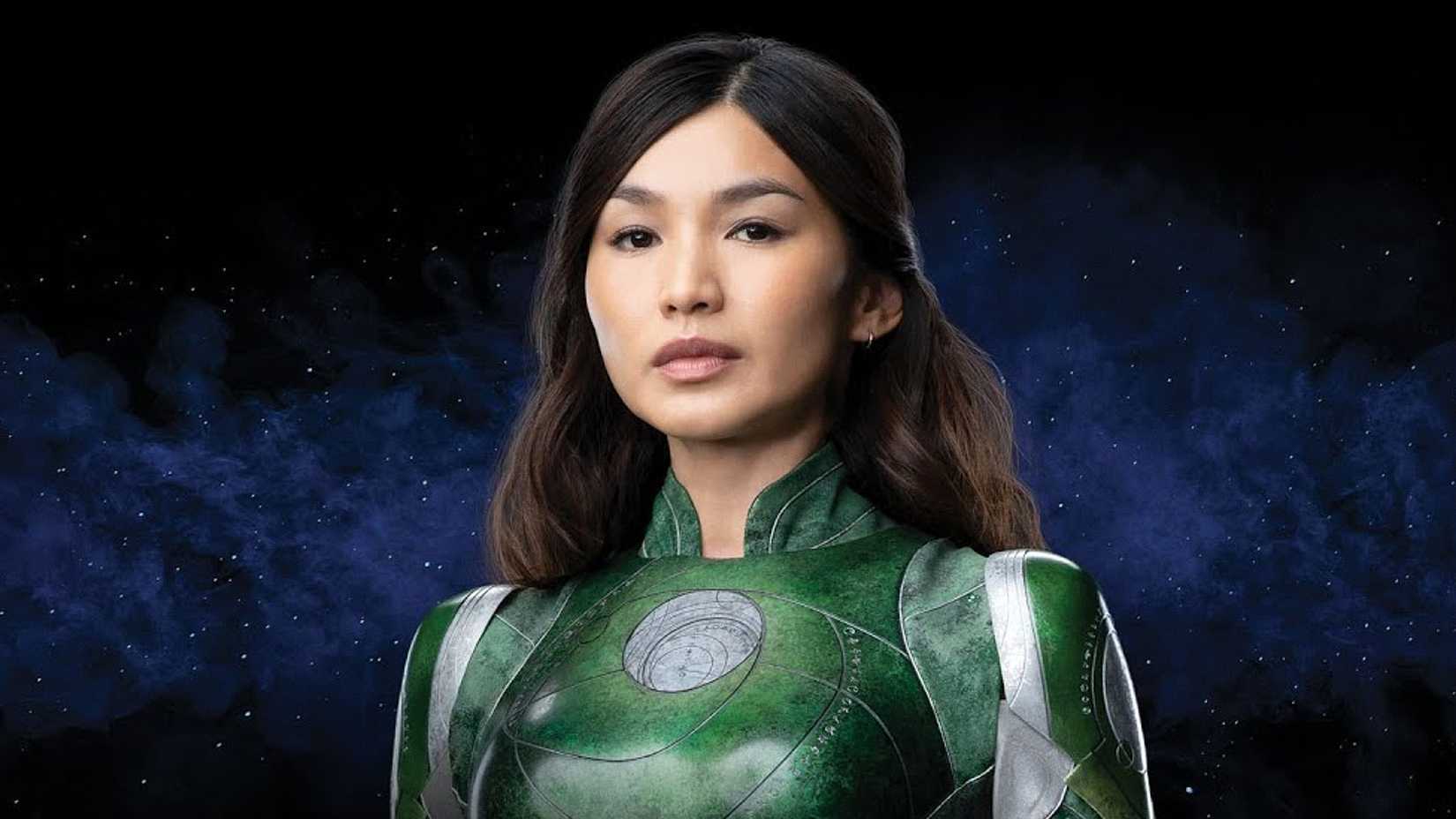 Gemma Chan's Sersi looks at the camera in outer space in Eternals character poster-1