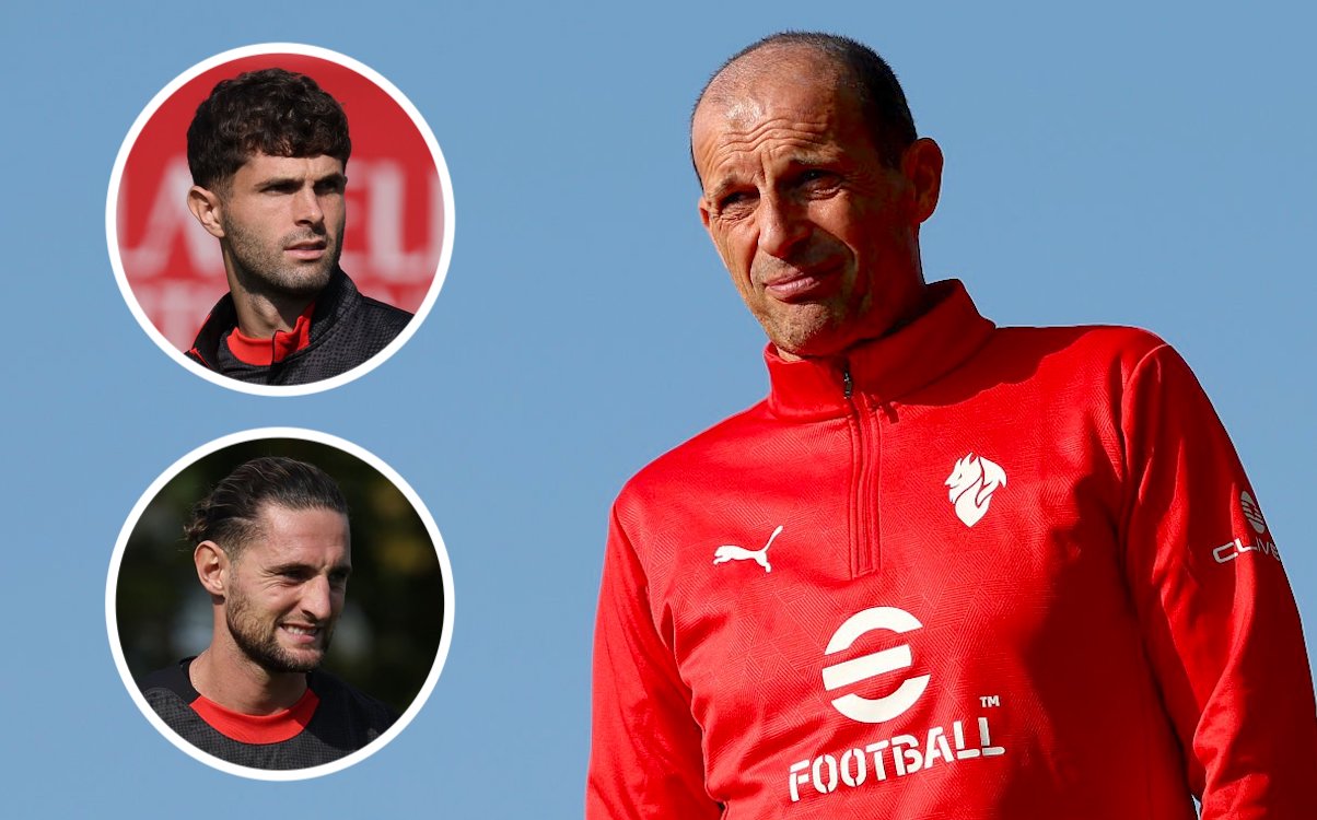 Massimiliano Allegri, Adrien Rabiot, Christian Pulisic of AC Milan