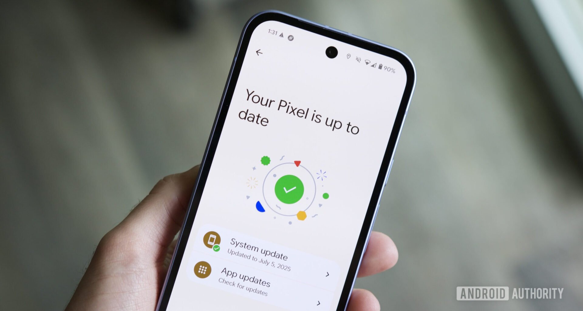 Software update screen on a Google Pixel phone.