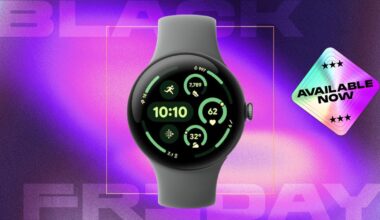 Google Pixel Watch 3 on purple background