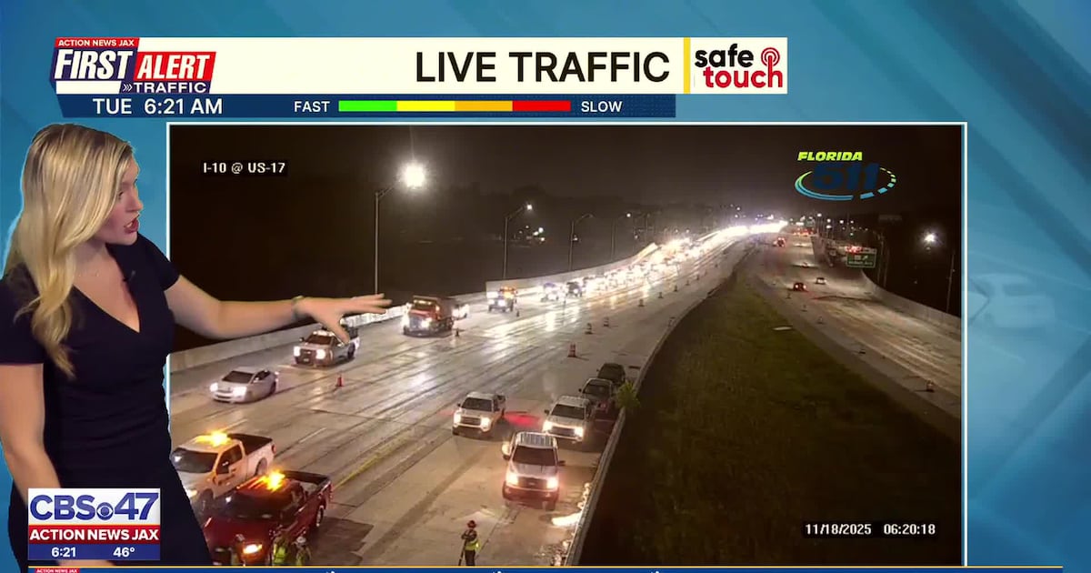 Construction, crash, causing delays on I-10 E in Jacksonville