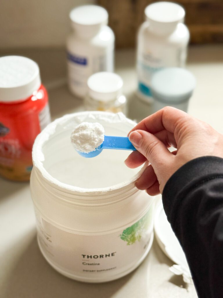 Thorne creatine powder container used for daily supplementation from iHerb.