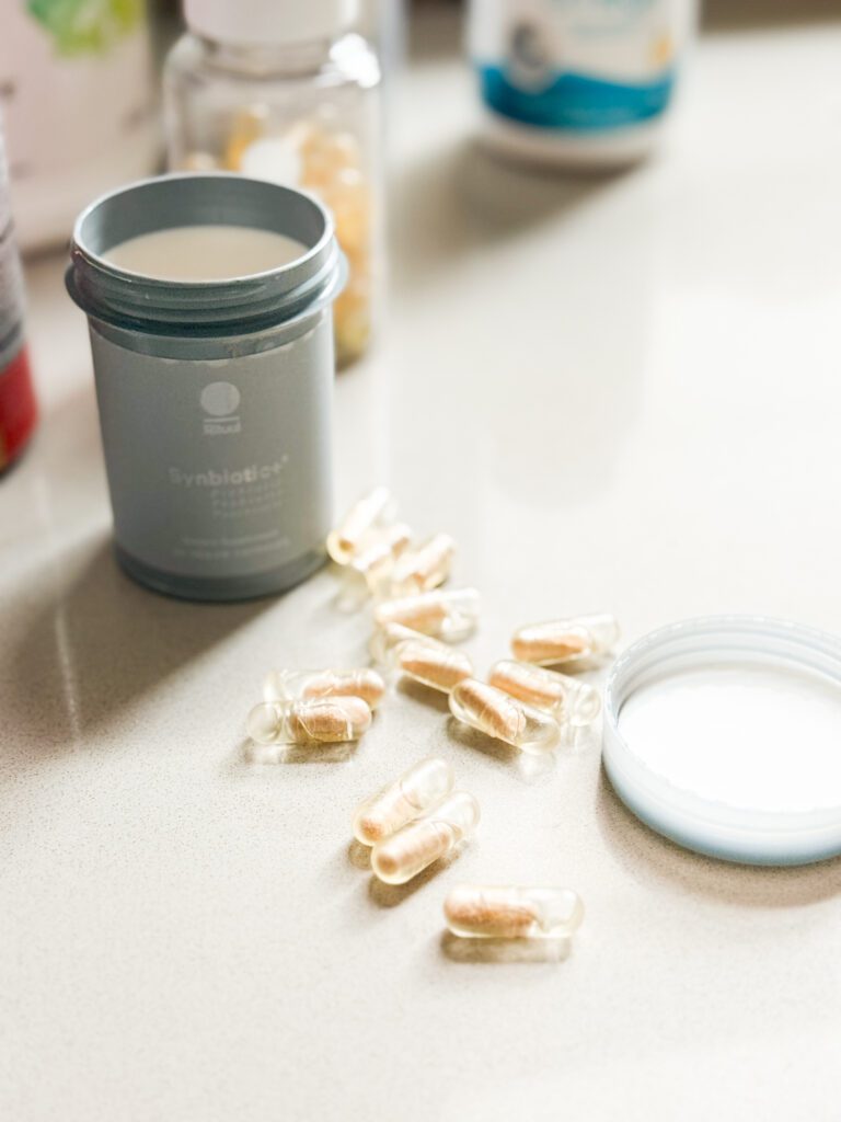 Ritual probiotics bottle with delayed-release capsules.