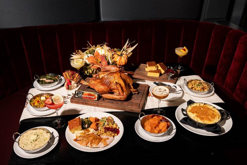 Image shows the Thanksgiving food available at Juliet in Houston.