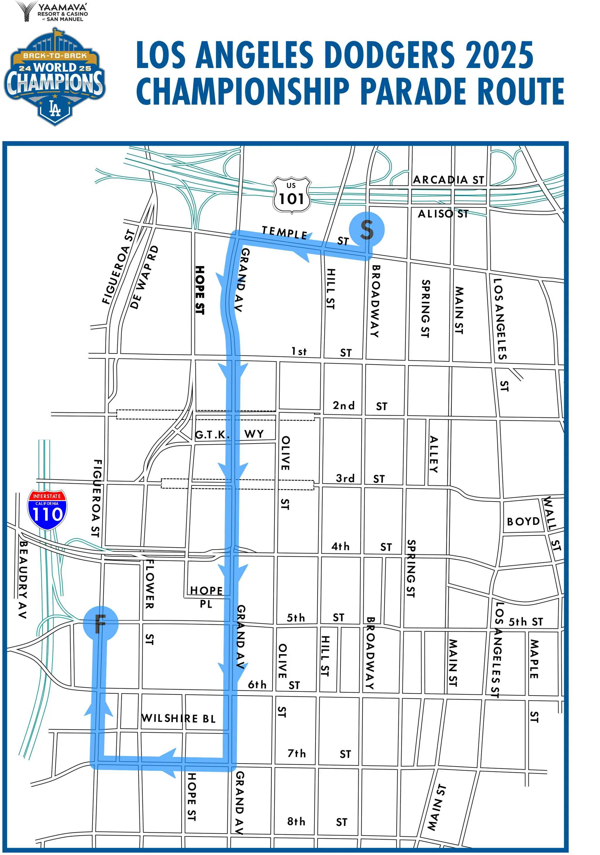 Los Angeles Dodgers 2025 championship parade route