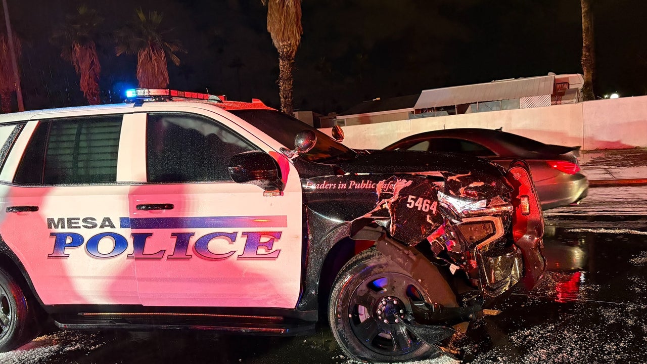 Mesa officer involved in possible weather-related crash