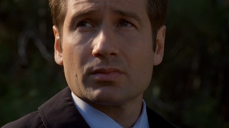 David Duchovny's Fox Mulder looks up on The X-Files