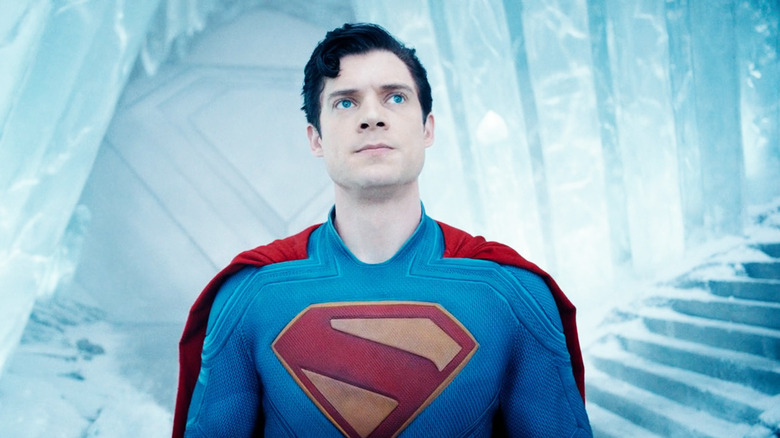 David Corenswet's Superman stands in the Fortress of Solitude in Superman