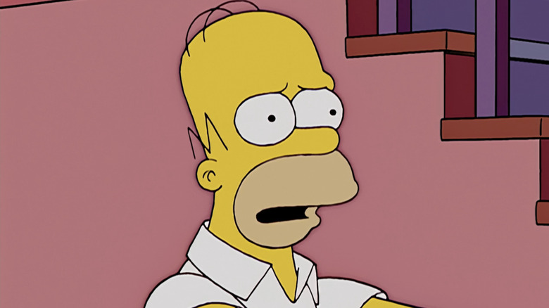 Homer Simpson is seen in closeup in The Simpsons