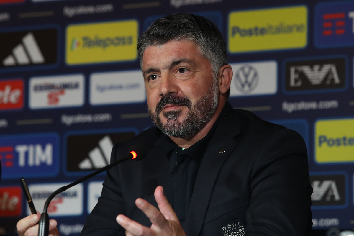 ROME, ITALY - JUNE 19: The Italy new head coach Gennaro Gattuso attends the press conference at Hotel Parco dei Principi on June 19, 2025 in Rome, Italy. (Photo by Paolo Bruno/Getty Images)