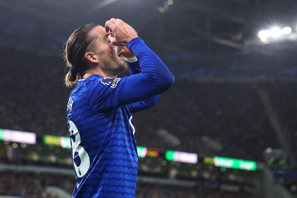 Jack Grealish during Everton's defeat to Tottenham Hotspur