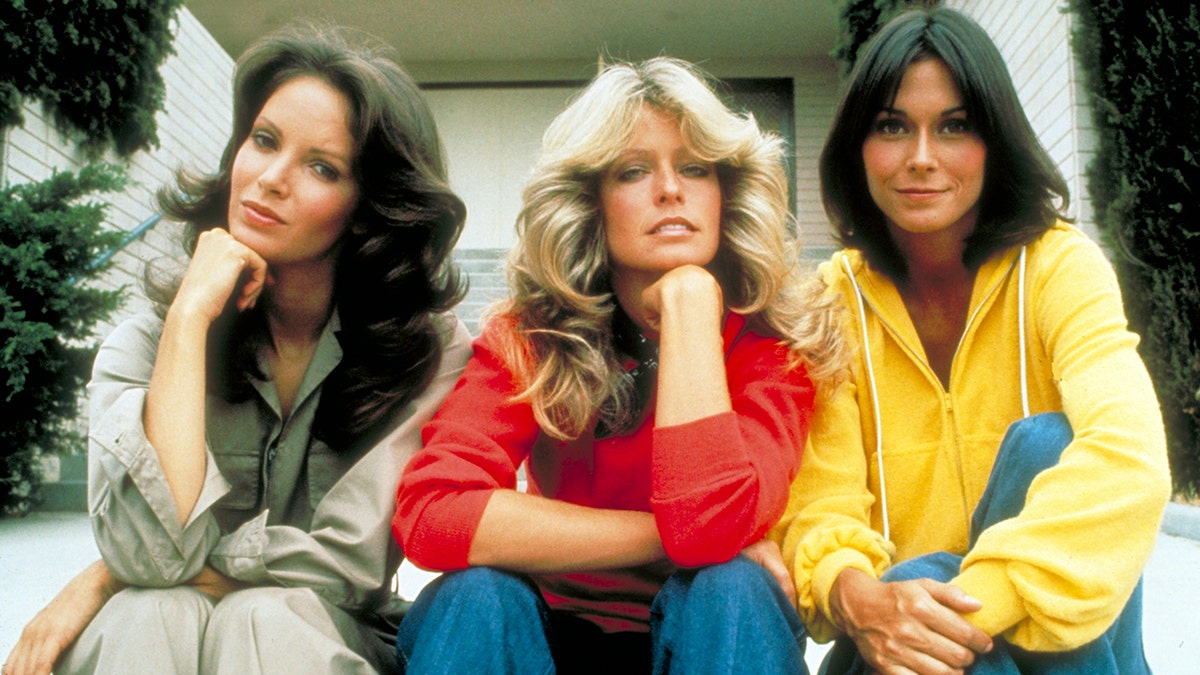Jaclyn Smith, Kate Jackson and Farrah Fawcett in a photo taken on set of "Charlie's Angeles" in 1976.