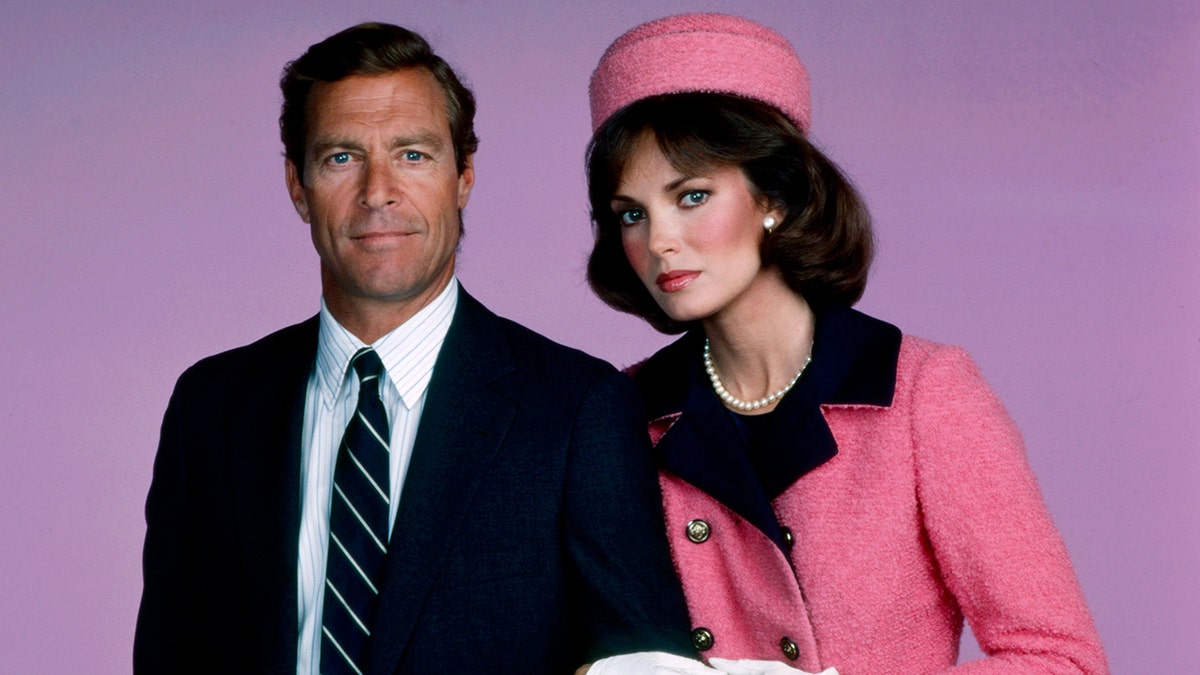 James Franciscus and Jaclyn Smith in a promotional shot for the film "Jacqueline Bouvier Kennedy" in 1981.