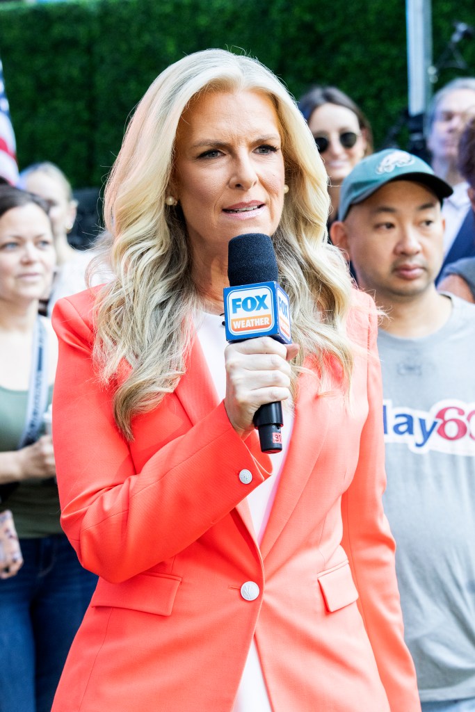 Janice Dean giving a weather forecast.