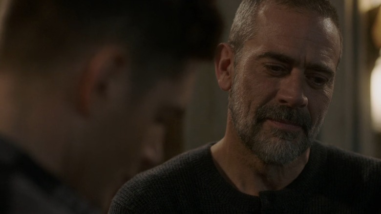 Jeffrey Dean Morgan as John Winchester on Supernatural, with Jensen Ackles as Dean out of focus in the foreground