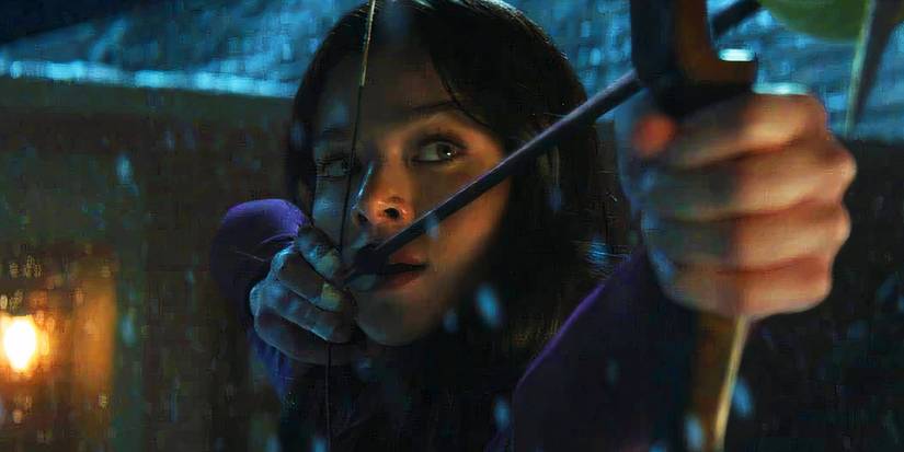 Kate Bishop shooting Stane Tower in Hawkeye