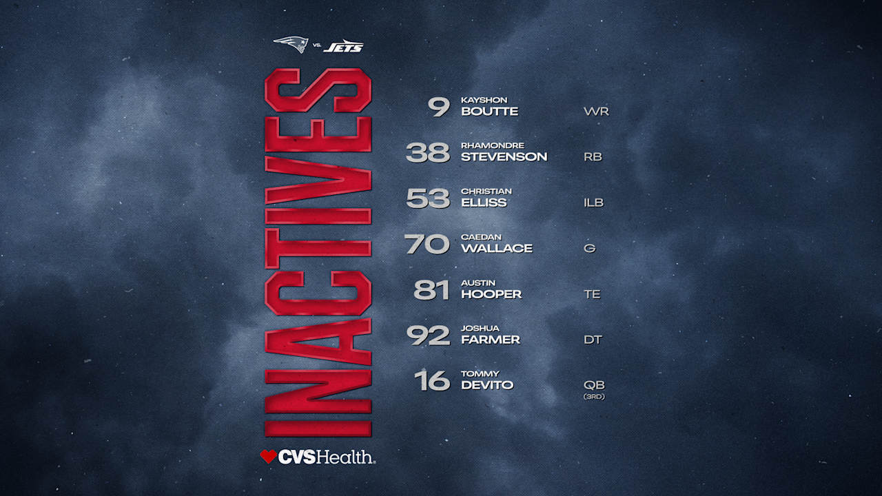 Week 11 Inactives: Jets at Patriots - New England Patriots