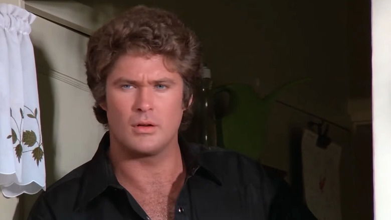 David Hasselhoff's Michael Knight looking to the side in Knight Rider