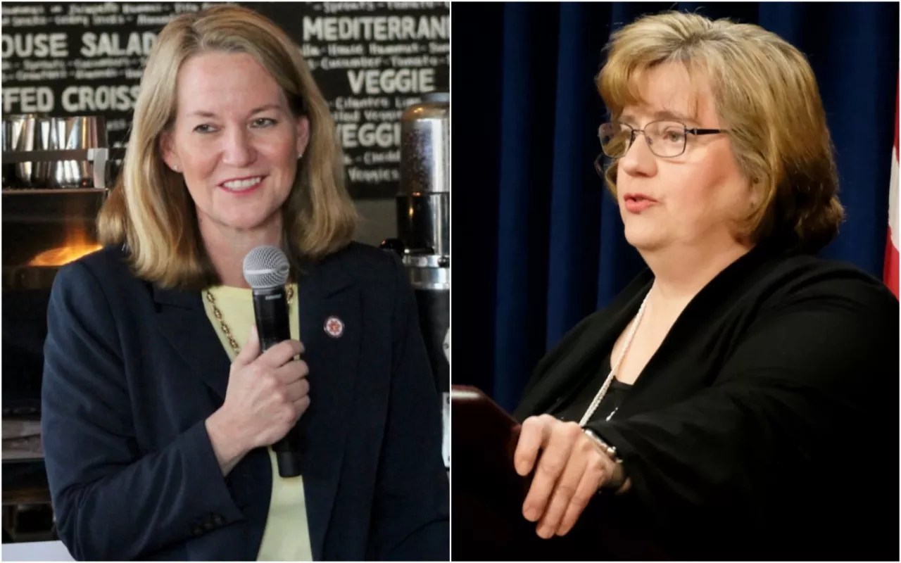 Arizona Attorney General Kris Mayes (left) and Maricopa County Attorney Rachel Mitchell (right)