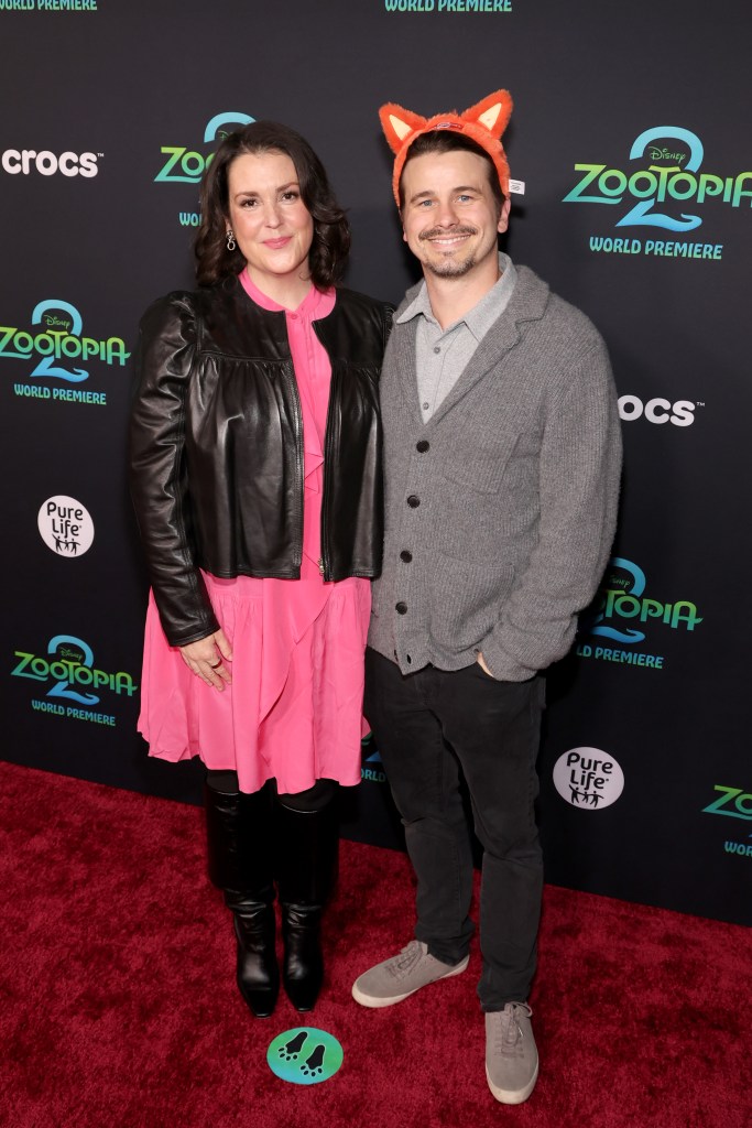 Melanie Lynskey and Jason Ritter attend the "Zootopia 2" premiere