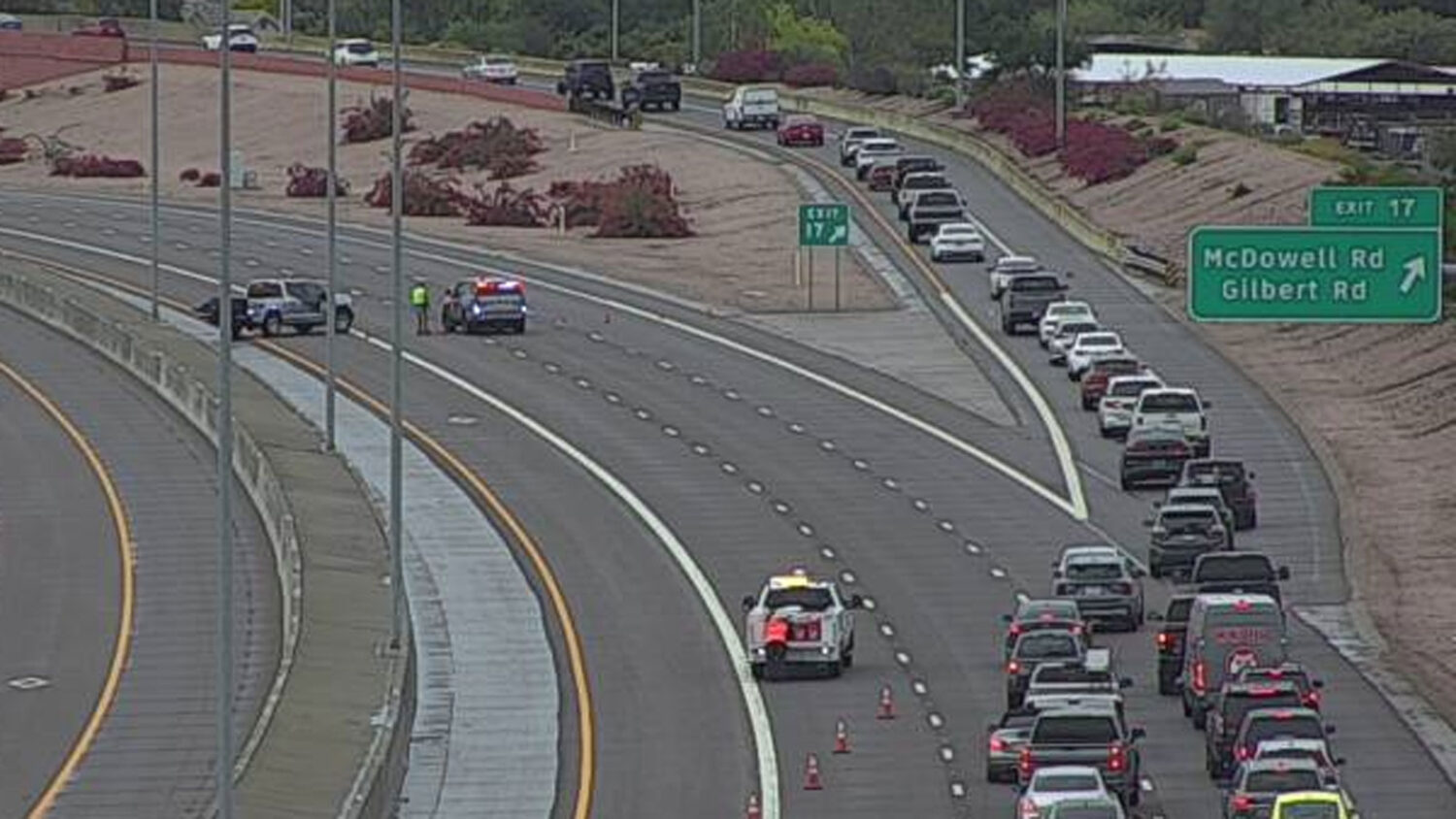 Part of the Loop 202 Red Mountain Freeway in Mesa was closed after a crash Wednesday morning. (ADOT...