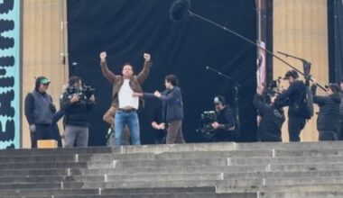 Mark Wahlberg spotted shooting at Philadelphia Art Museum for "Weekend Warriors" film