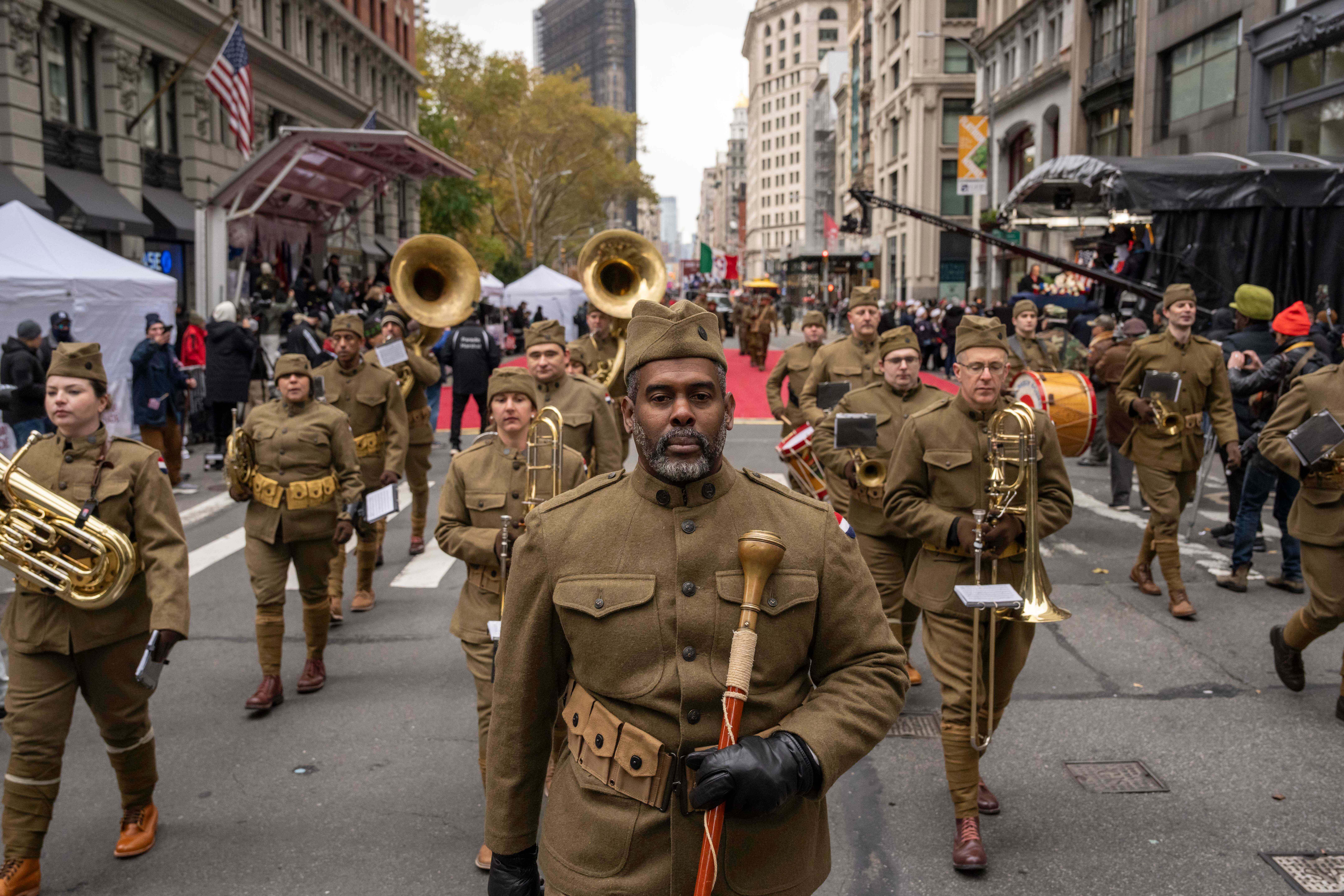People participate in the 106th annual Veterans Day Parade on November 11, 2025, in New York City. 