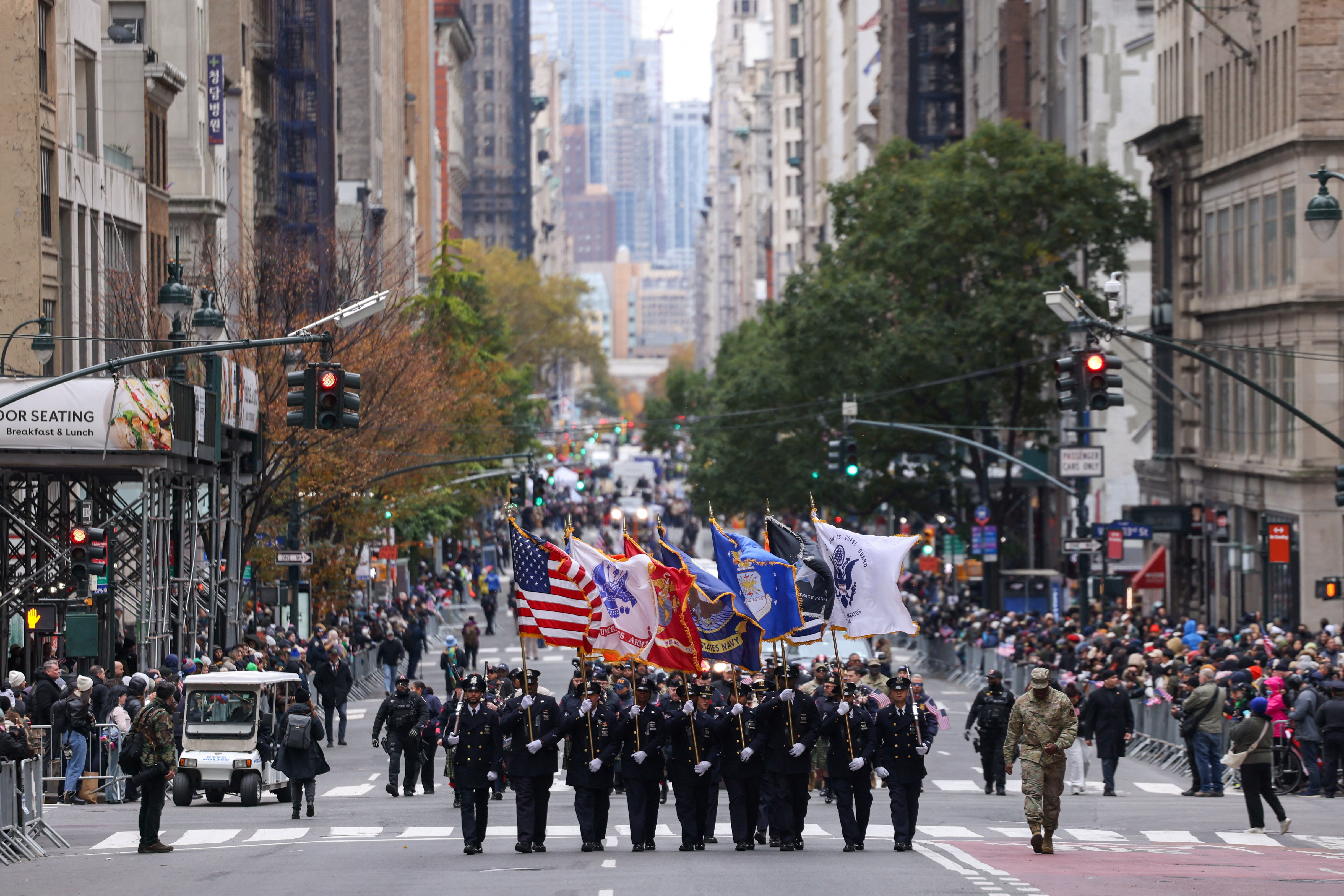 People participate in the 106th annual Veterans Day Parade on November 11, 2025, in New York City. 