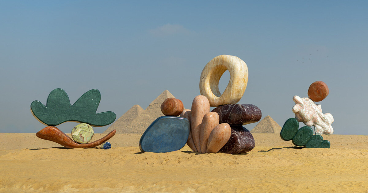 StudioPROBA & solidnature's sculptures rise among the pyramids
