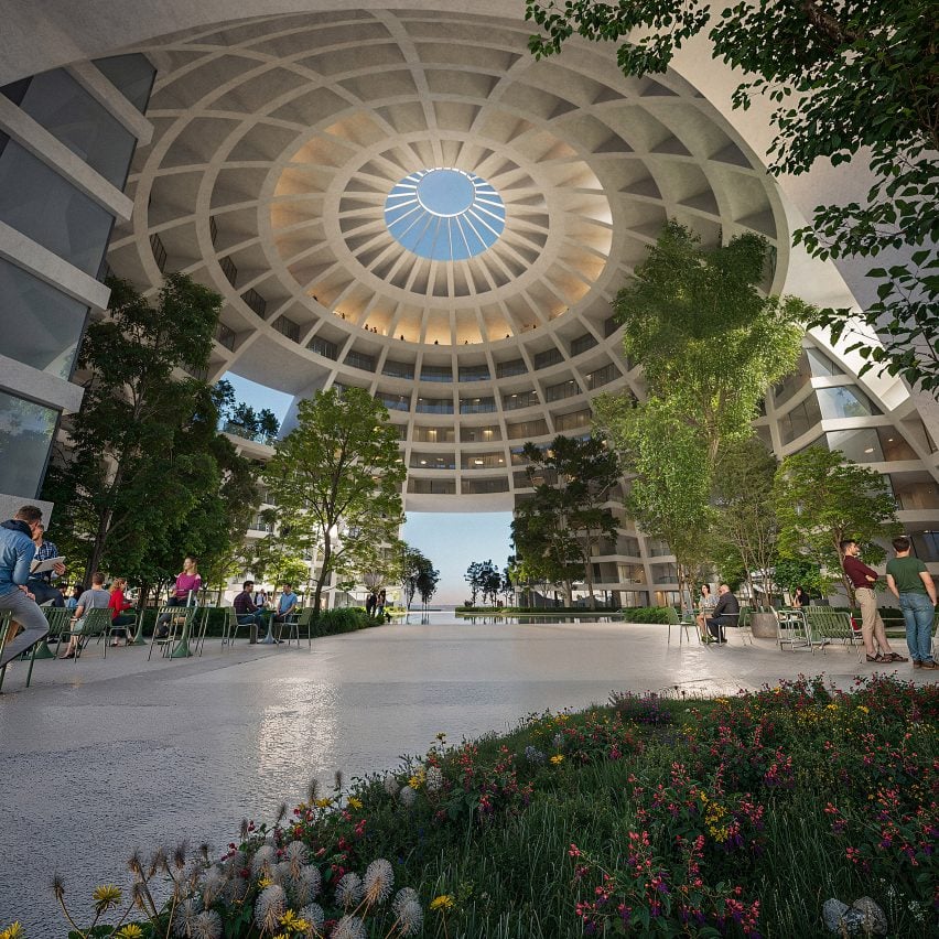 Render of the garden area at The Grand Ballroom in Tirana