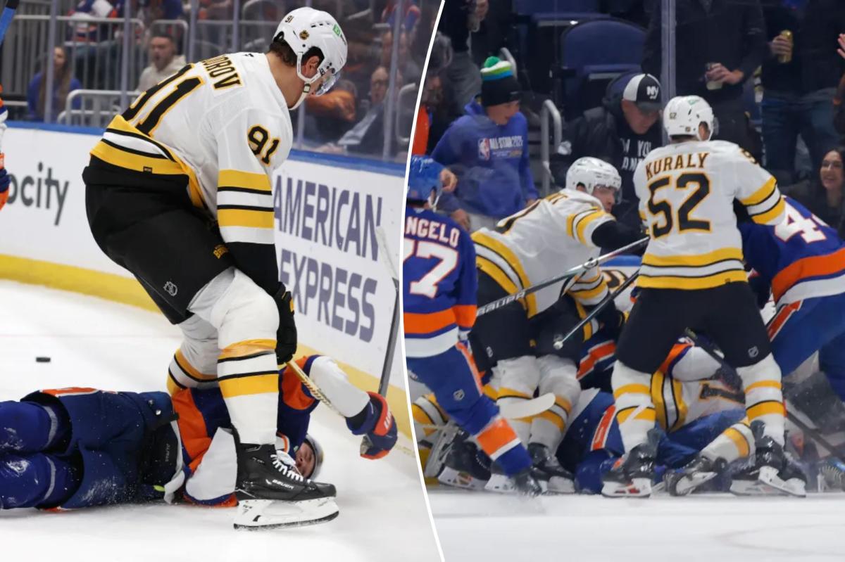 Islanders get into heated scuffle with Bruins