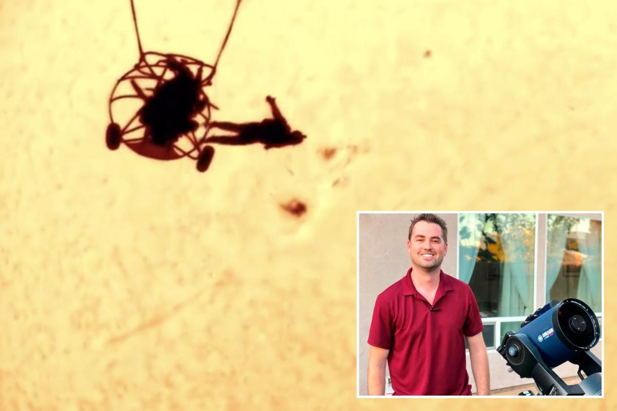 Arizona astrophotographer Andrew McCarthy captures skydiver silhouetted against sun
