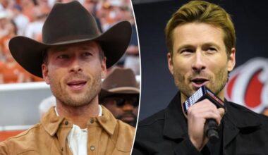 Glen Powell leaves Hollywood California for Texas