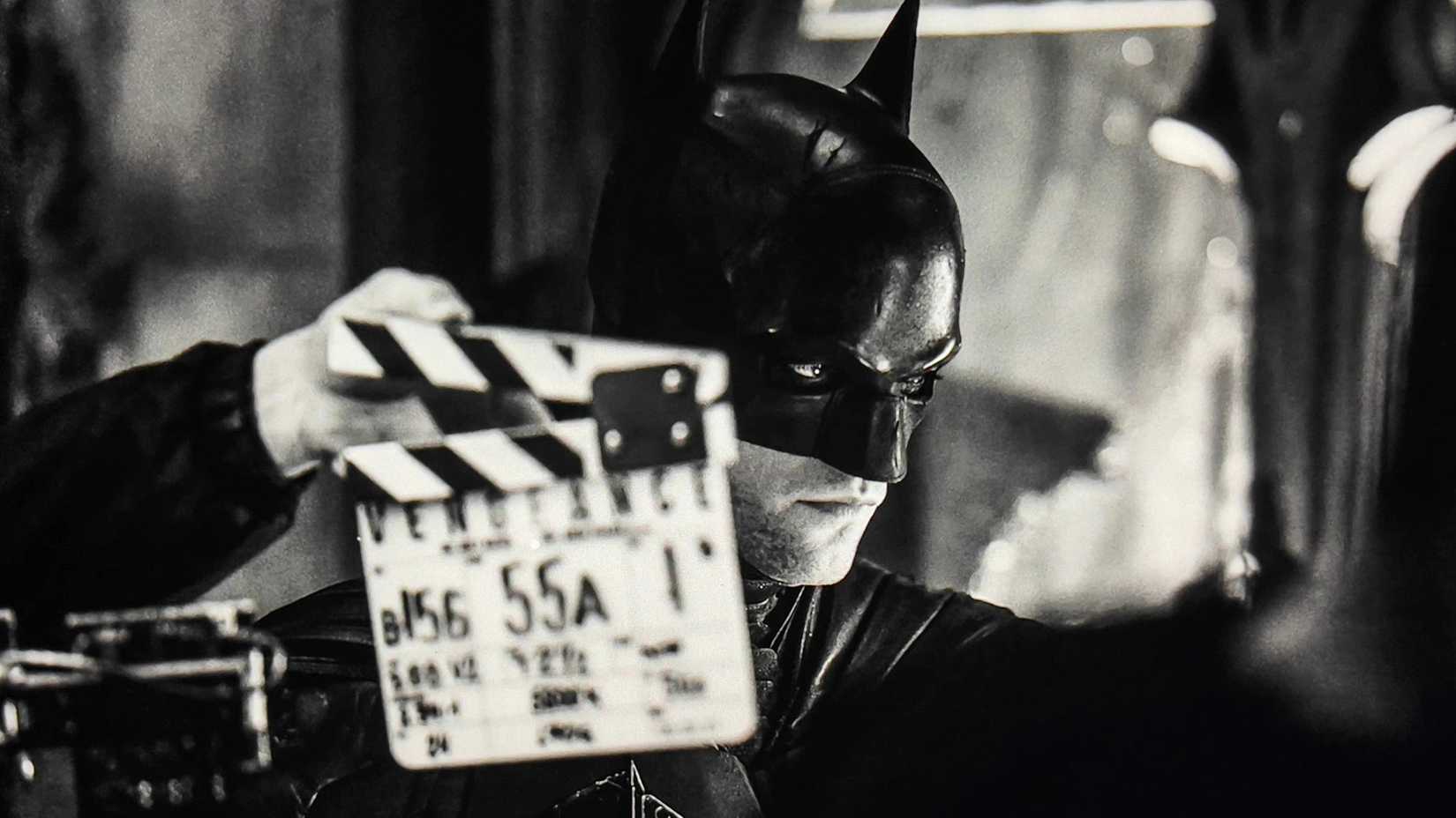 Robert Pattinson in costume on the set of The Batman