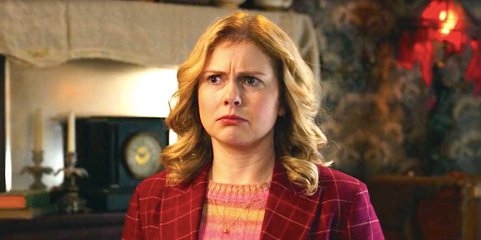 Rose McIver's Sam looking confused in Ghosts season 4 episode 15