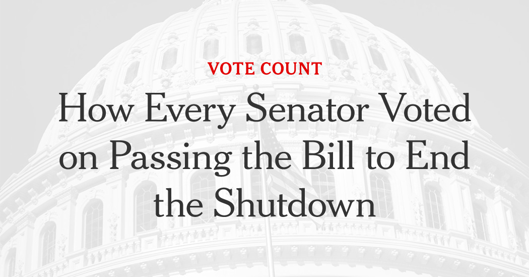 How Every Senator Voted on Passing the Bill to End the Shutdown