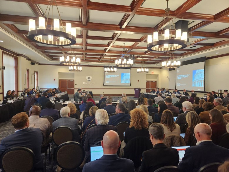The Senate Finance Committee retreat at Radford University drew a large crowd. Photo by Dwayne Yancey.