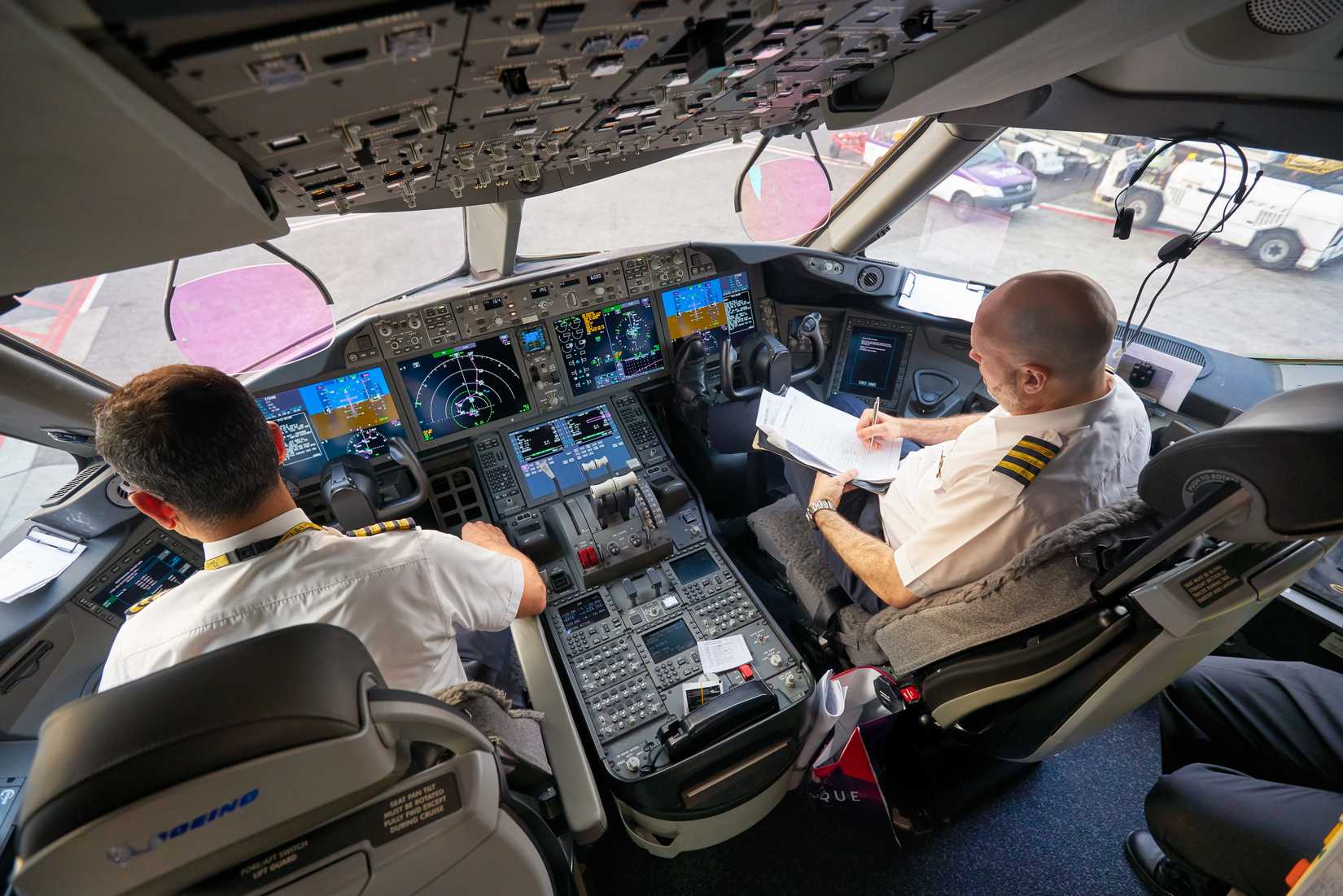 Pilots in the cockpit