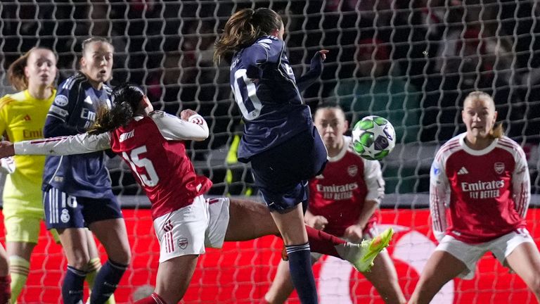 Real Madrid's Caroline Weir scores a goal against Arsenal in the Women's Champions League