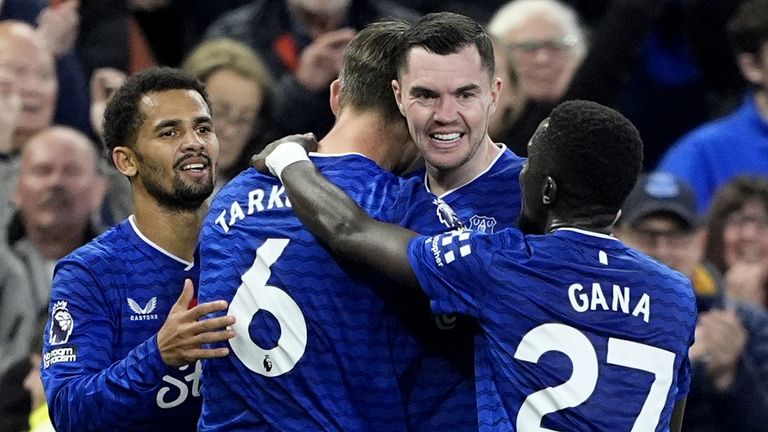 Everton's Michael Keane celebrates scoring his sides second goal