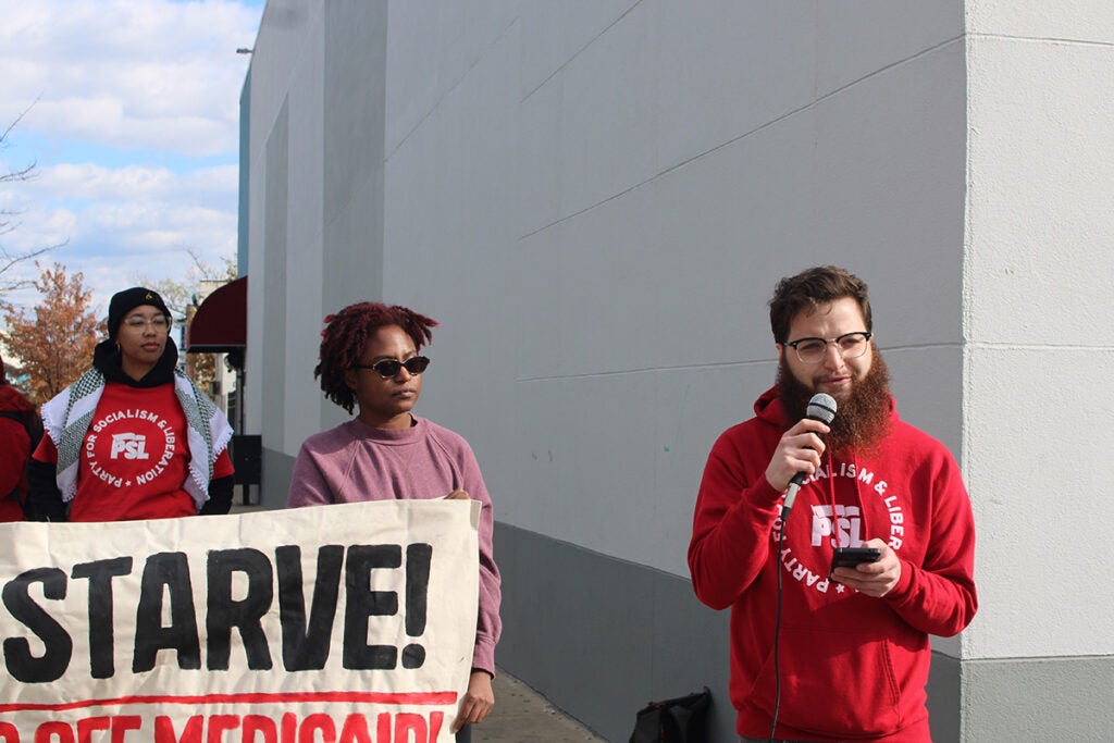 Brian Mazelis, one of the organizers of a rally for SNAP benefits held by The Party for Socialism and Liberation