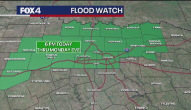 Dallas weather: Flood Watch issued for areas north of I-20