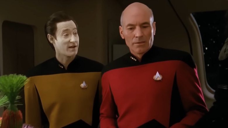 Brent Spiner's Data speaking to Patrick Stewart's Jean-Luc Picard in Star Trek: The Next Generation